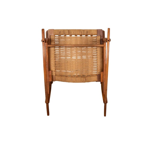 Brown 1980s Mid-Century Modern Woven Rocking Chair in the Style of Hans Wegner For Sale - Image 8 of 10