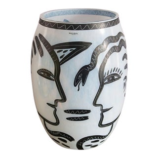 Late 20th Century Kosta Boda Caramba Adam & Eve Glass Vase by Ulrica Hydman Vallien, Large Size For Sale