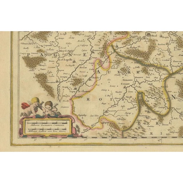Hand-Colored Map of of the Wine Region Burgundy in France by De Wit, 1688 For Sale - Image 3 of 6