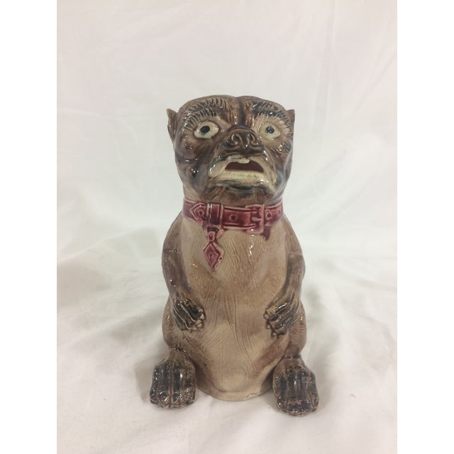 Ceramic English Majolica Bulldog Pitcher For Sale - Image 7 of 7