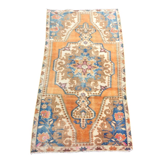 Vintage Turkish Anatolian Orange Rug For Sale