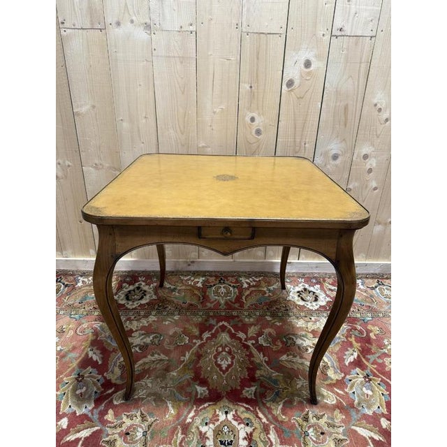 Wood Louis XV Style Leather Game Table For Sale - Image 7 of 7