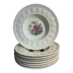 Antique Wedgwood 8.5” Soup Bowls Set of 8 Wellesley Pattern ~ England