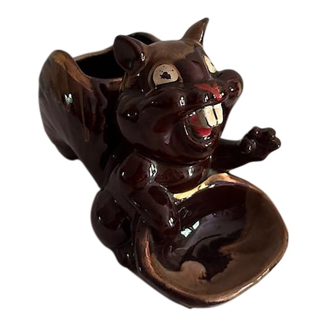 Mid 20th Century Mid-Century Modern Ceramic Drip Glaze Squirrel Nut Dish, Japan For Sale