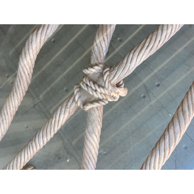 Mid-Century Modern 1980s Hand-Carved Wood and Glass Rope Coffee Table For Sale - Image 3 of 8