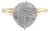 10K Yellow Gold 1/2 Cttw Round & Baguette Cut Diamond Pear Shaped Domed Pav�� Cluster with Halo Cocktail Ring (J-K Color, I1-I2 Clarity) - Size 6 For Sale