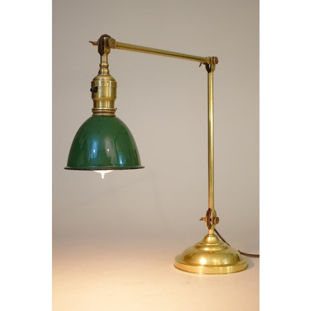 1920s Faries Industrial Machine Age Brass Double Articulating Lamp 1920's For Sale - Image 5 of 8