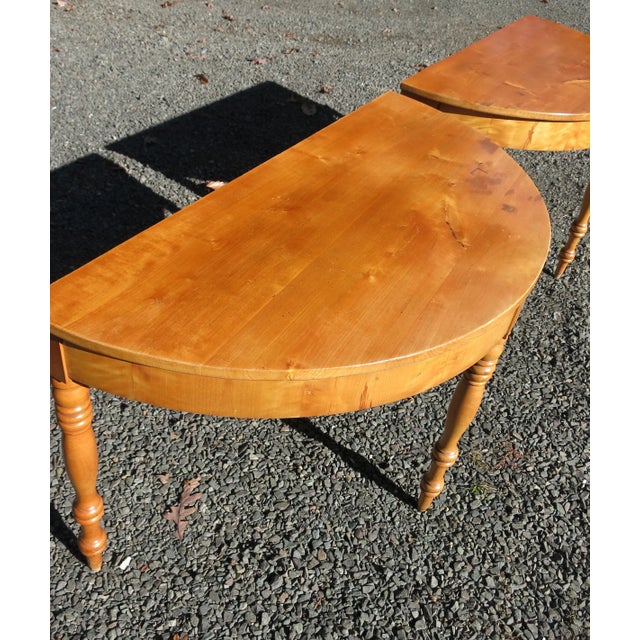 Gustavian (Swedish) Mid 20th Century Pair of Pine Demi Lune Tables For Sale - Image 3 of 13