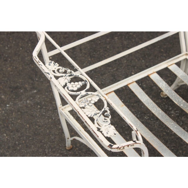 White Vintage Quality Wrought Iron Three Piece Outdoor Patio Sofa For Sale - Image 8 of 12