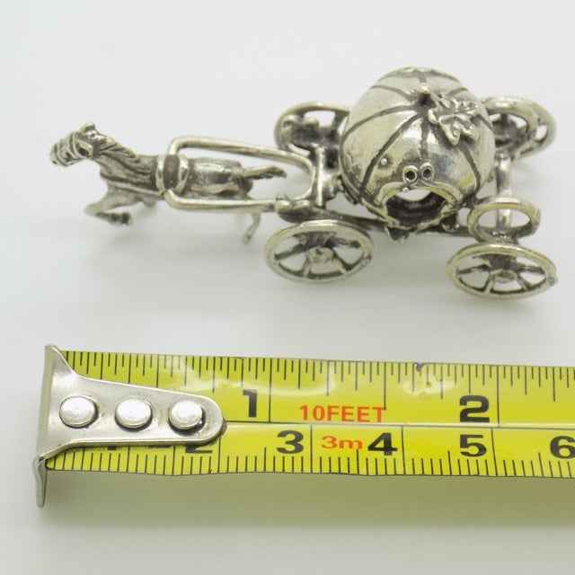 Vintage Italian Handmade Genuine Silver Cinderella Carriage Figurine by Arpa Silversmith, 1970s For Sale - Image 10 of 11