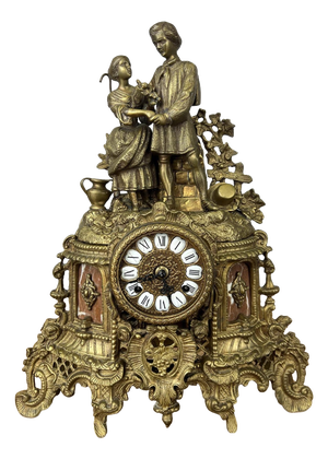 Vintage Brass Figurine Mantel Clock