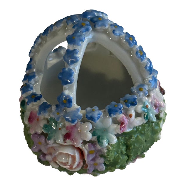 Antique German Elfinware/Mossware With Applied Flowers For Sale