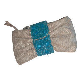 2005 Shimmery Banana Republic Clutch With Chunky Torquoise Beads For Sale