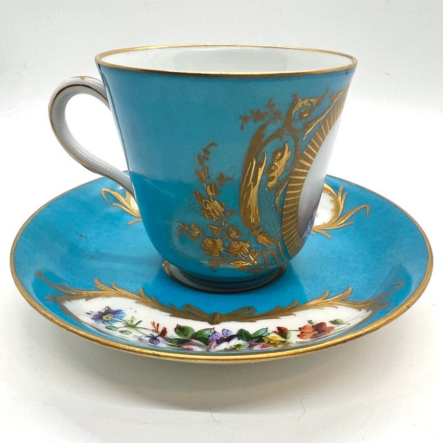 Antique Porcelain Cup and Saucer, 1800, Set of 2 For Sale - Image 9 of 13