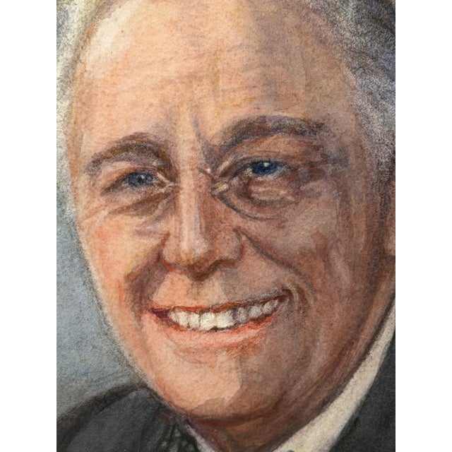 President Franklin Delano Roosevelt FDR Portrait Painting Circa 1940's Mid Century Framed For Sale - Image 12 of 18