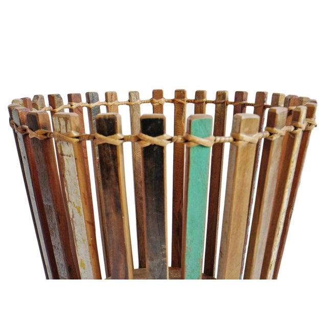 Salvaged Boat Wood Basket Large For Sale - Image 4 of 9