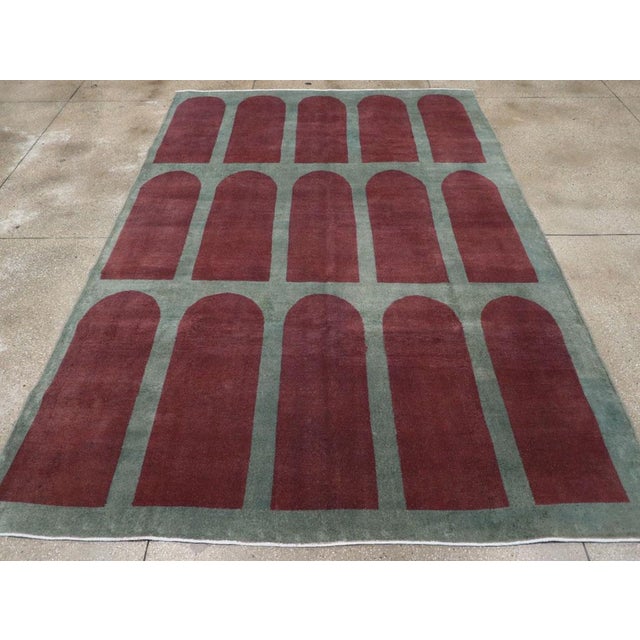 Art Deco Galerie Shabab Collection Mid-20th Century Turkish Art Deco Style Carpet For Sale - Image 3 of 9