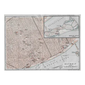 1909 Antique Map of Detroit