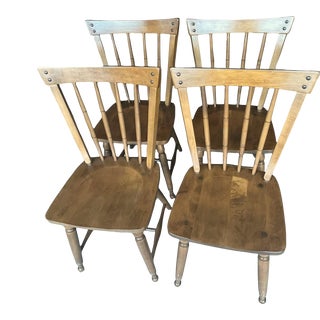 Mid 20th Century Set of 4 Mid Century Ethan Allen Heirloom Maple Nutmeg Squires Chairs Model 10 6000 For Sale