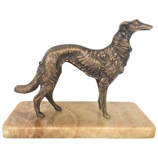 19th Century French Silver Patinated Bronze Greyhound For Sale