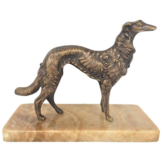 19th Century French Silver Patinated Bronze Greyhound For Sale