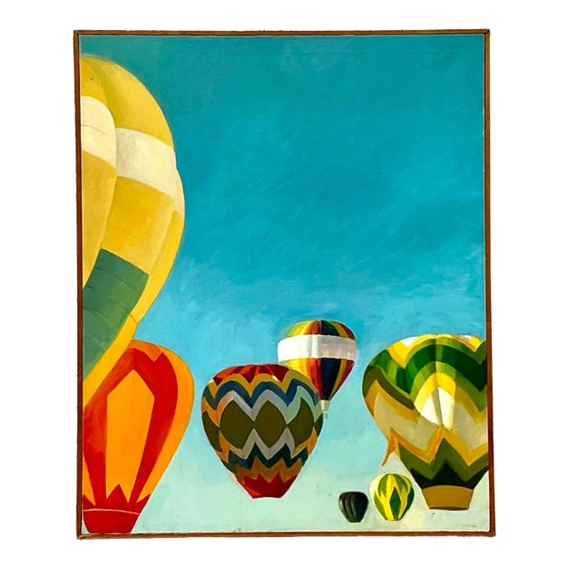 Vintage Boho Original Oil Painting of Balloons For Sale