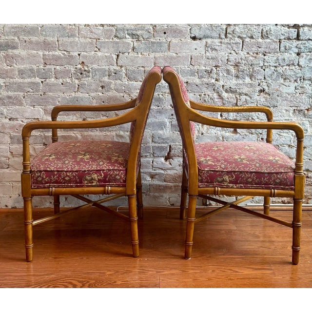 Mid-Century Modern Pair of Faux Bamboo Hickory Chairs For Sale - Image 3 of 4