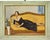 Giovanni Bussa, Elegant Lady Reclining on a Yellow Sofa, Oil Painting, Early 20th Century For Sale