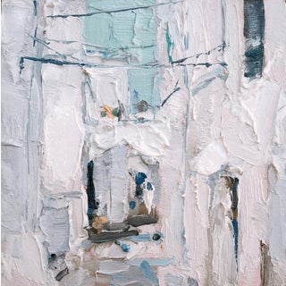 Ostuni II/Puglia/Italy by Heiko Mattausch | Oil on board Abstract depiction of a whitewashed building. For Sale