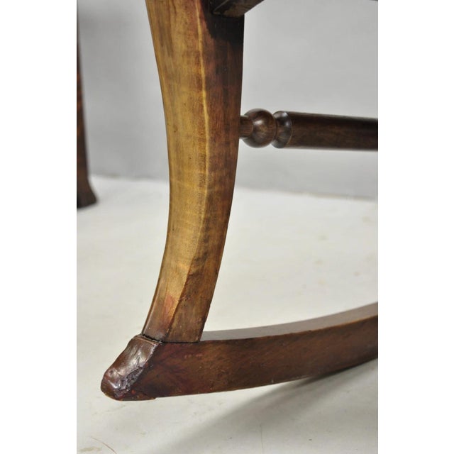Antique American Victorian Carved Walnut Spindle Back Rocker Rocking Chair For Sale - Image 12 of 17