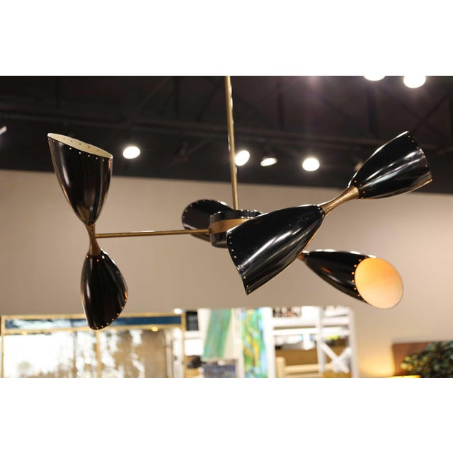 Metal Stilnovo Style Chandelier With Three Double Coned Articulating Arms For Sale - Image 7 of 9