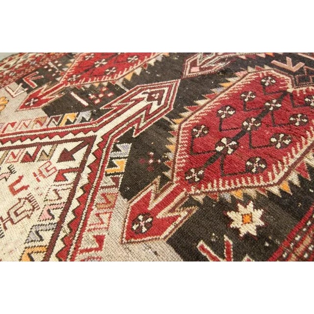 Textile 1910s Antique Armenian Karabagh Medallion Geometric Botanical Red Brown Hand-Knotted Wool Pile Rug - 3’9” X 8’6” For Sale - Image 7 of 10