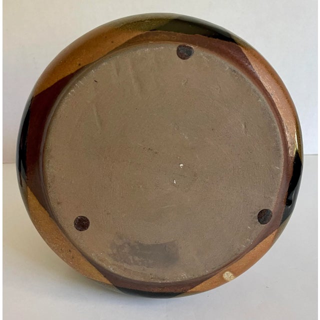 Brown 1970's Organic MCM Glazed Ceramic Pottery Vase For Sale - Image 8 of 9