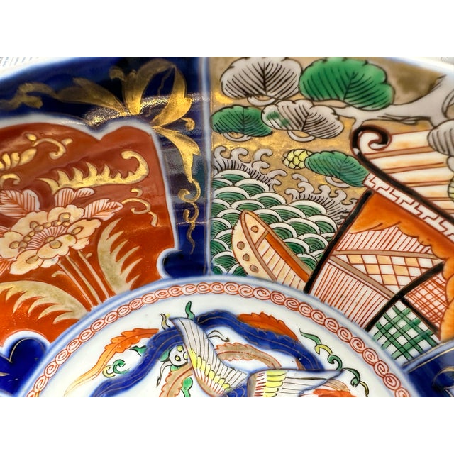 Late 20th Century Late 20th Century Imari Large Porcelain Floral and Phoenix Bowl With Stand For Sale - Image 5 of 12