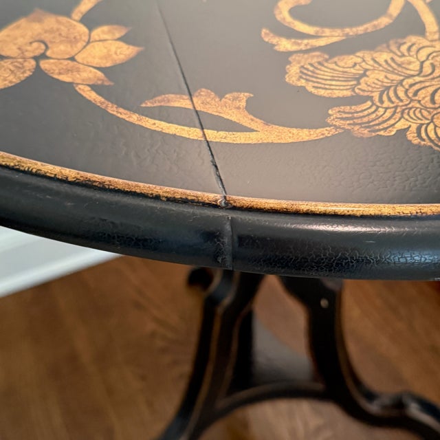 Black 1990s Round Occasional Table With Gilded Detail For Sale - Image 8 of 10