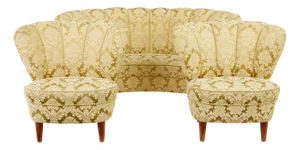 Mid 20th Century Shell Back Living Room Suite, 1950s, Set of 3