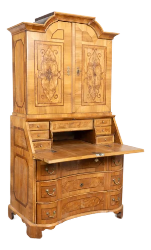 18th Century German Baroque Inlaid Marquetry Secretary Bureau