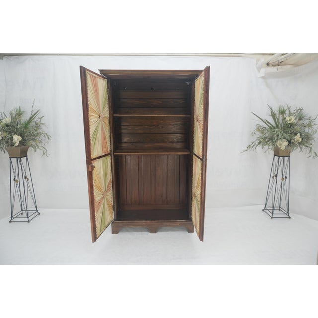 Very Fine 1900s Antique Russian Brass Inlay Two Glass Doors Storage Cabinet
