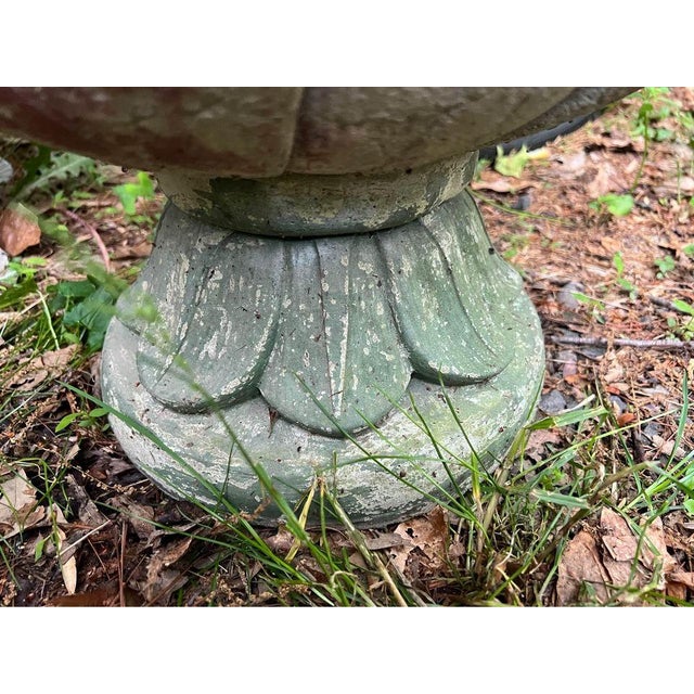 Vintage Cast Cement Tall Flower Bud Tulip Fountain Topper Top For Sale - Image 4 of 6