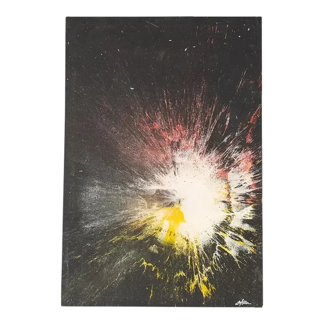 Paul Olsen Original Abstract Painting "Explosion #20" Fire Cracker Series – Vintage Expressionist Modern Art For Sale