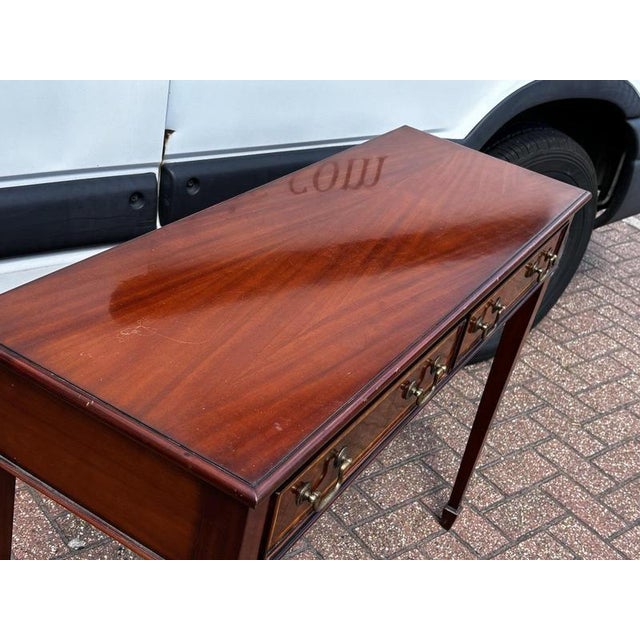 Wood Console Table in Mahogany with Two Drawers For Sale - Image 7 of 10