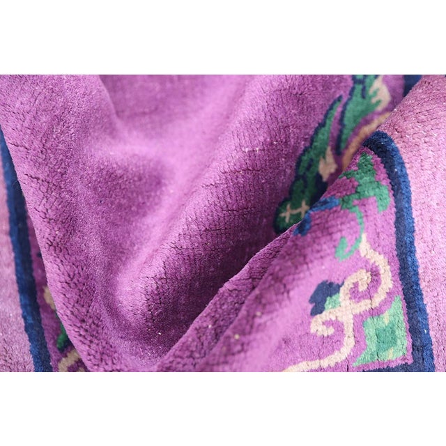 Textile 3'x5' Vintage Chinese Art Deco Rug | Purple | Deco Carpet For Sale - Image 7 of 8
