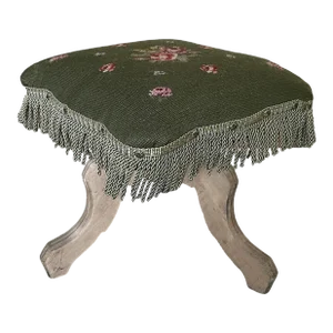 Early 20th Century Antique Needlepoint Footstool