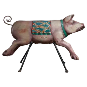 Carved Wood Pig Carousel Figure, 1950s