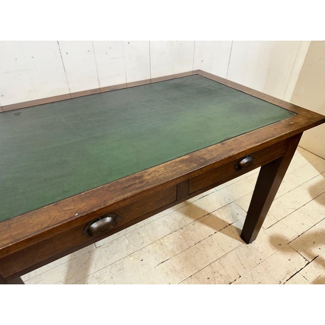 Contemporary Oak Banker's Desk with Drawers, Leather Insert and Chair, 1955, Set of 2 For Sale - Image 3 of 16
