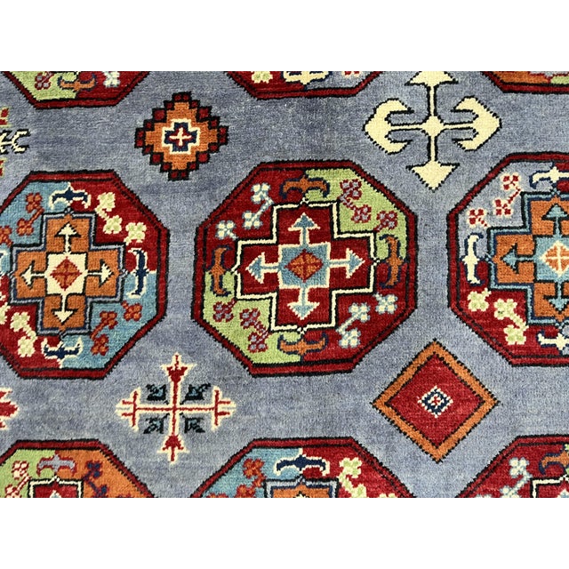 Slate Blue Philpa Bokhara Wool Rug With Elephant Foot Motifs, 4'11" X 6'5" For Sale - Image 12 of 15