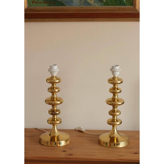 Swedish Brass Bobbin Table Lamp, Set of 2 For Sale - Image 15 of 18