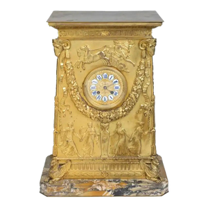19th Century A French Empire Ormolu Bronze Mantle Clock After Percier Et Fontaine