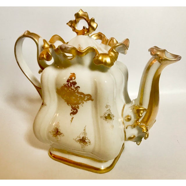 Meissen Porcelain Mid 19th Century Antique Meissen Style Rococo Gold Encrusted Coffee Pot by Tpm Carl Tielsch For Sale - Image 4 of 13