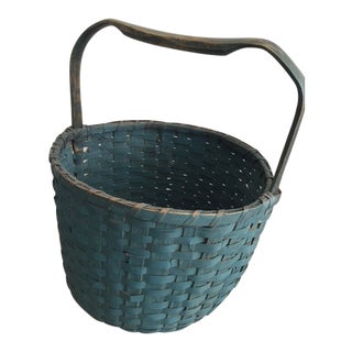 Antique an Early American Painted Oak Slat Basket For Sale